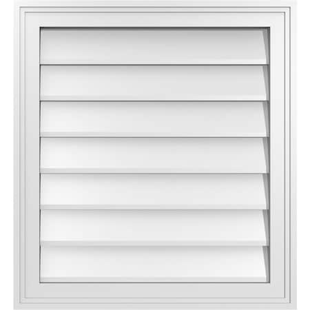 Ekena Millwork Vertical Surface Mount PVC Gable Vnt: Non-Functional, w/2"W x 1-1/2"H, Brickmould Frame, 22"W x 24"H GVPVE22X2402SN